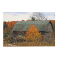Fall Colors with Old Wood Barn Rustic Reversible Placemat