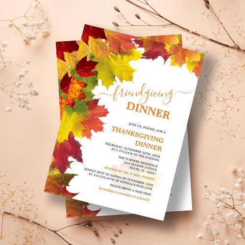 Fall Colourful Foliage Thanks Friendsgiving Dinner Invitation