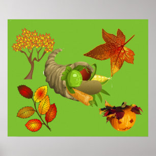 Fall Colours Maple Thanksgiving Cornucopia  Poster