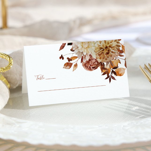 Fall Copper Terracotta Watercolor Floral Wedding Place Card (Fall Copper Terracotta Watercolor Floral Wedding Place Card by Painted Paperie
)