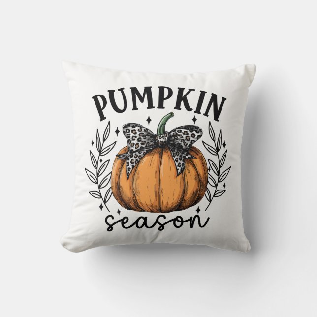 Fall Coquette Pumpkin Season Throw Pillow (Front)
