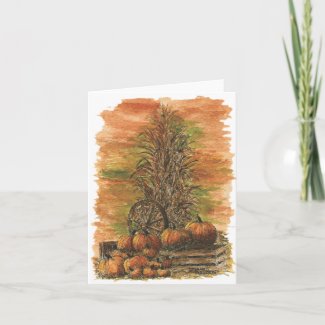 Fall Corn and Pumpkins Blank Card