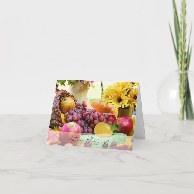 Fall cornucopia with custom text card (Front)
