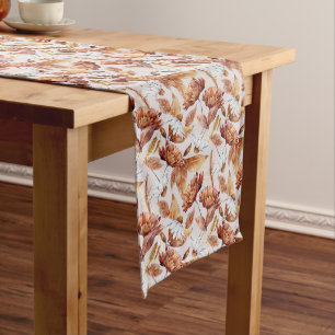 Fall Cottage Farmhouse Thanksgiving Floral Leaves Medium Table Runner