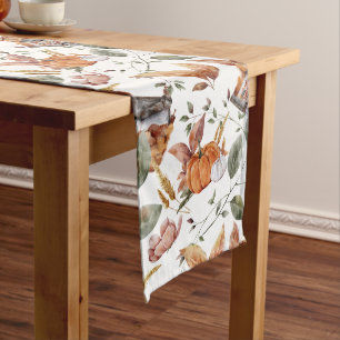 Fall Cottage Farmhouse Thanksgiving Floral Pumpkin Medium Table Runner