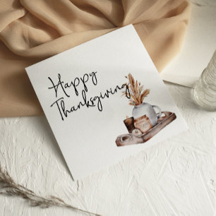 Fall Cottage Pampas Floral Happy Thanksgiving card