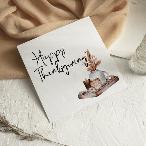 Fall Cottage Pampas Floral Happy Thanksgiving card