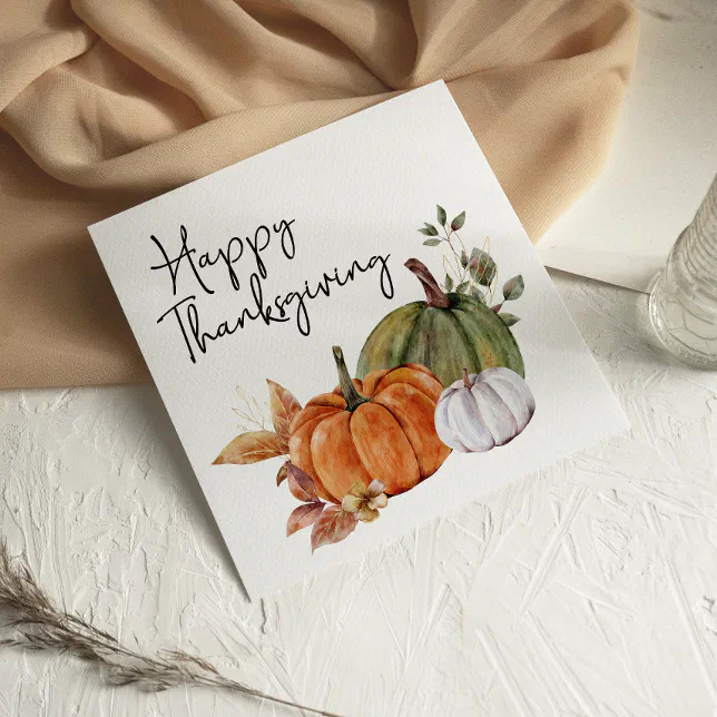 Fall Cottage Pumpkins Happy Thanksgiving card | Zazzle