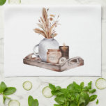 Fall Cottage Taupe Pampas Floral  Kitchen Towel<br><div class="desc">View our full line of custom home products in our Zazzle store.</div>