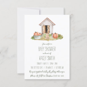 Fall Cottagecore Chicken Coop Garden Baby Shower Invitation