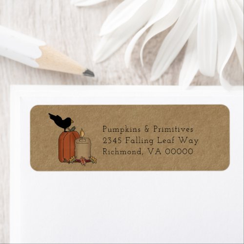 Fall Country Candle and Crow Return Address Label 