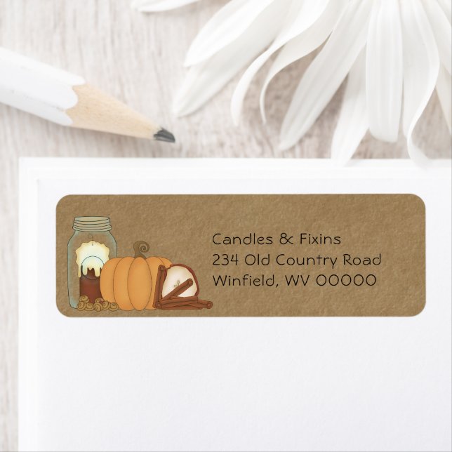 Fall Country Candles Pumpkin Return Address Label (Insitu)