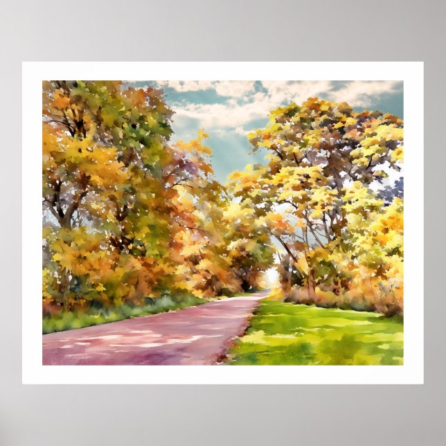 Fall Country Road Near Pottstown.  Poster (Front)