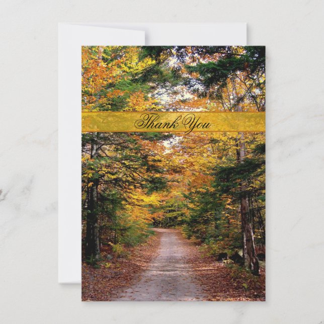 Fall Country Road Thank You Note Card (Front)