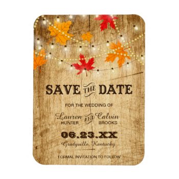 Fall Country Wedding Save The Date With Lights Magnet by LangDesignShop at Zazzle