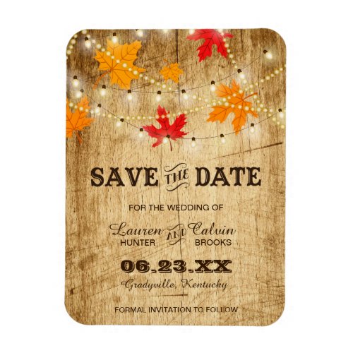 Fall Country Wedding Save the Date with Lights Magnet