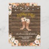 Fall Country Western Boots Birthday party Invitation (Front/Back)