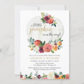 Fall couples baby shower gender neutral pumpkin invitation (Front)