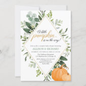 Fall couples baby shower, gender neutral pumpkin invitation (Front)
