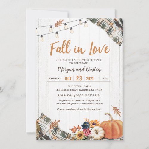 Fall Couples Shower Invitation _ Fall in Love