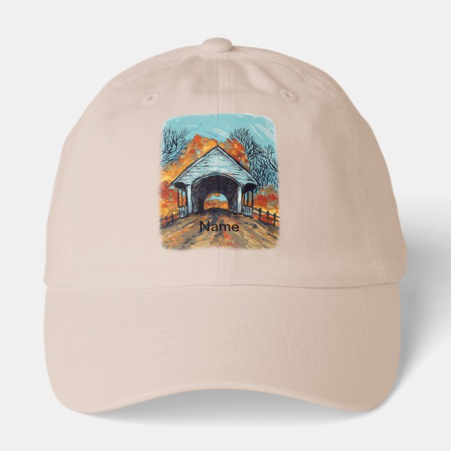 Fall Covered Bridge Hat (Front)