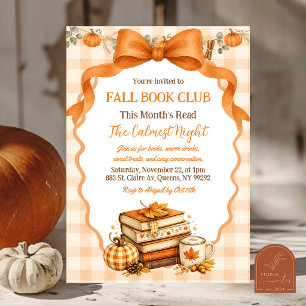 Fall Cozy Pumpkin Book Club invitation