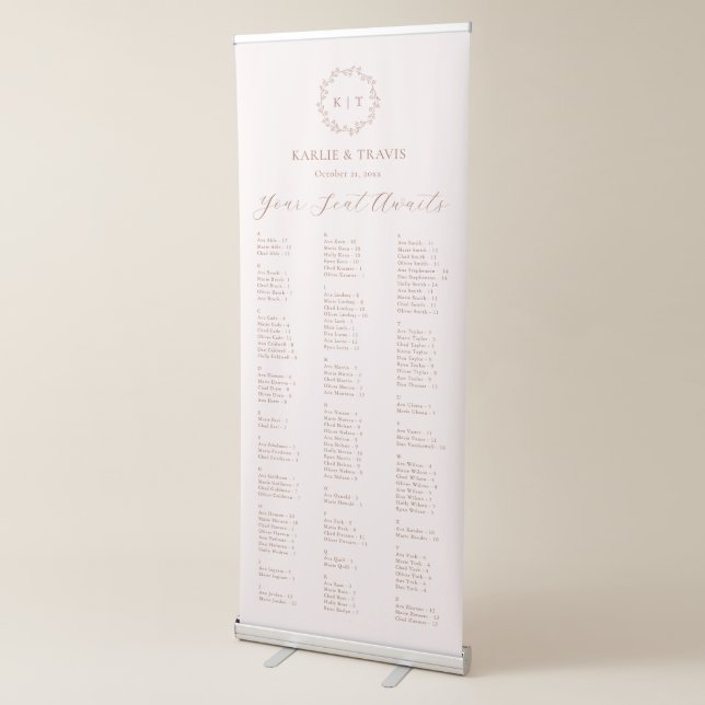 Fall Cream and Terracotta Wedding Seating Chart Retractable Banner (3/4)