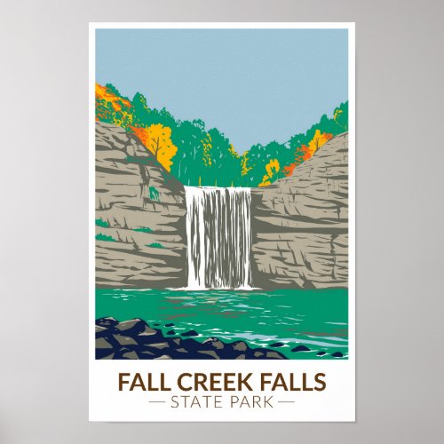 Fall Creek Falls State Park Tennessee Vintage  Poster