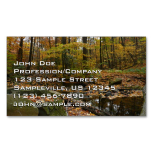 Fall Creek with Reflection at Laurel Hill Park Business Card Magnet