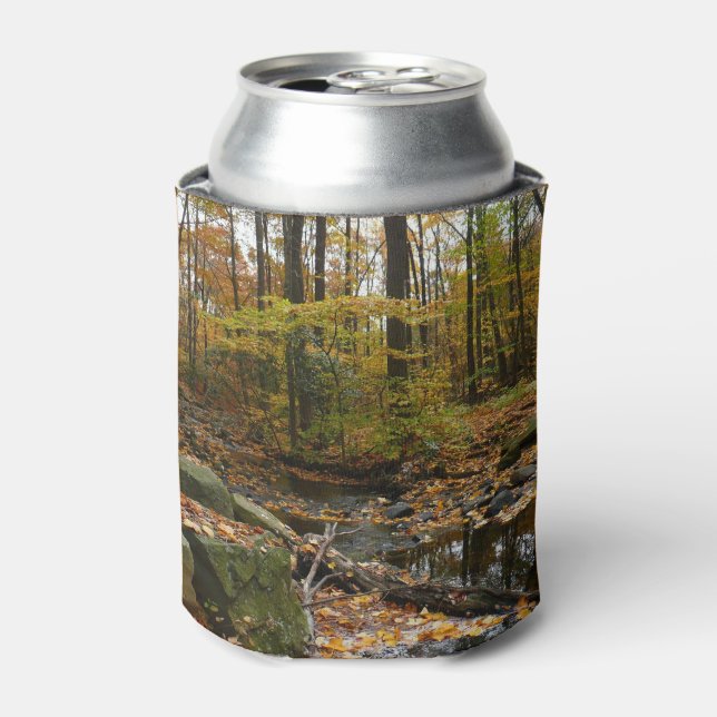 Fall Creek with Reflection at Laurel Hill Park Can Cooler (Can Front)