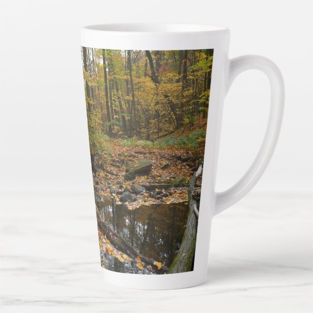 Fall Creek with Reflection at Laurel Hill Park Latte Mug (Right)
