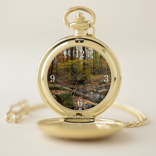Fall Creek with Reflection at Laurel Hill Park Pocket Watch (Inside)