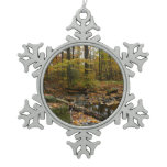 Fall Creek with Reflection at Laurel Hill Park Snowflake Pewter Christmas Ornament