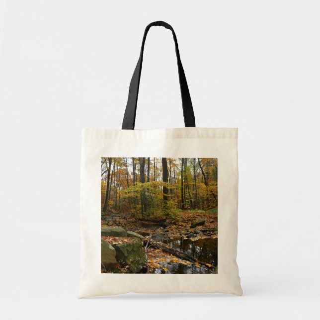 Fall Creek with Reflection at Laurel Hill Park Tote Bag (Front)