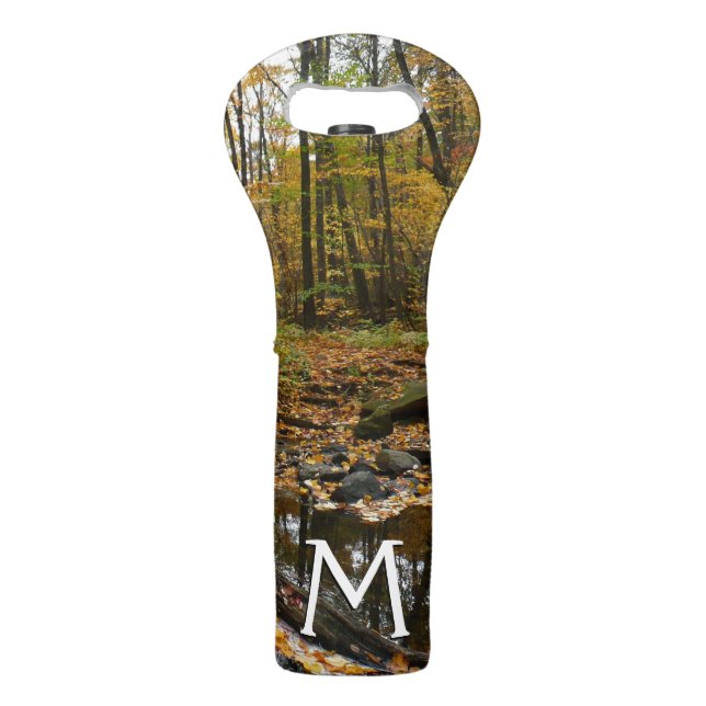 Fall Creek with Reflection at Laurel Hill Park Wine Bag (Front)