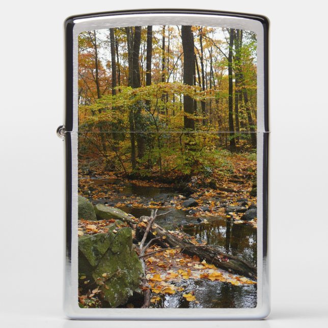 Fall Creek with Reflection at Laurel Hill Park Zippo Lighter (Front)