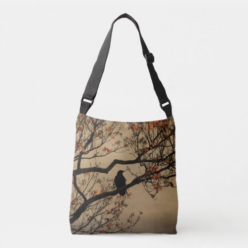 Fall Crow In Tree Crossbody Bag