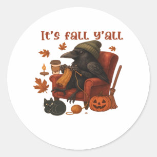 Fall Crow – It’s Fall Y’all Art Classic Round Sticker