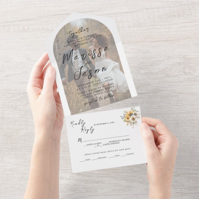 Fall Custom Photo Wedding All In One Invitation (Tearaway)