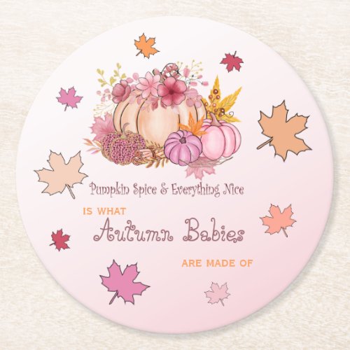 Fall Cute little Pumpking Spice  Nice Autumn mood Round Paper Coaster