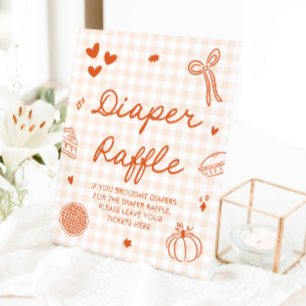 Fall Cutie Pie Baby Shower Diaper Raffle Game Pedestal Sign