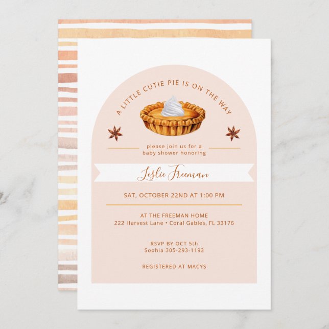 Fall Cutie Pie Baby Shower Invitation (Front/Back)