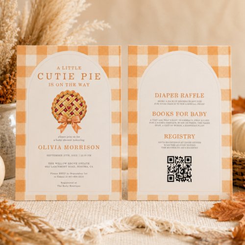 Fall Cutie Pie Bow baby shower invitation