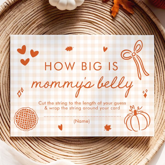 Fall Cutie Pie How Big is Mommy's Belly Game Enclosure Card (Hand Drawn Fall Cutie Pie How Big is Mommy's Belly Game)