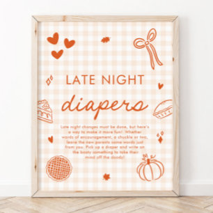 Fall Cutie Pie Late Night Diapers Baby Shower Game Poster