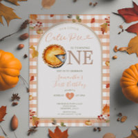 Fall Cutie Pie Rustic Orange Gingham 1st Birthday