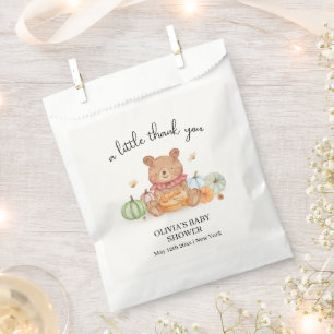 Fall Cutie Pumpkin Pie Teddy Bear Baby Shower  Favor Bag