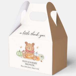 Fall Cutie Pumpkin Pie Teddy Bear Baby Shower Favor Boxes