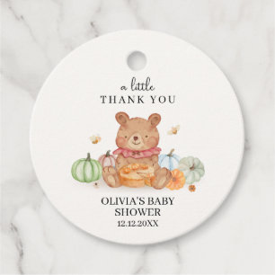 Fall Cutie Pumpkin Pie Teddy Bear Baby Shower Favor Tags