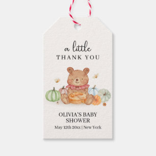 Fall Cutie Pumpkin Pie Teddy Bear Baby Shower Gift Tags
